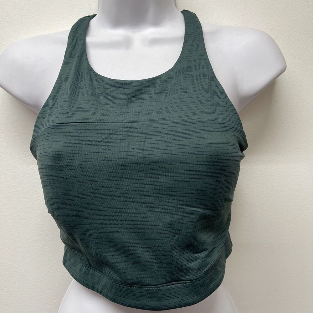 EUC Outdoor Voices High Neck Green Racerback Sports Bra Padded Size Small
